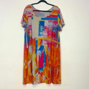 Avenue Womens Plus Colorful Abstract Print Dress Size 18/20W